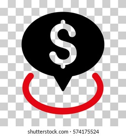 Bank Location icon. Vector illustration style is flat iconic bicolor symbol, intensive red and black colors, transparent background. Designed for web and software interfaces.