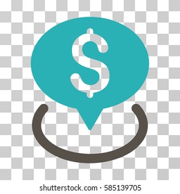 Bank Location icon. Vector illustration style is flat iconic bicolor symbol, grey and cyan colors, transparent background. Designed for web and software interfaces.