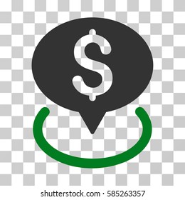 Bank Location icon. Vector illustration style is flat iconic bicolor symbol, green and gray colors, transparent background. Designed for web and software interfaces.