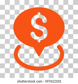 Bank Location icon. Vector illustration style is flat iconic symbol, orange color, transparent background. Designed for web and software interfaces.