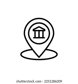 Icono de ubicación bancaria en vector. Logotipo