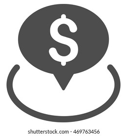 Bank Location icon. Vector style is flat iconic symbol with rounded angles, gray color, white background.