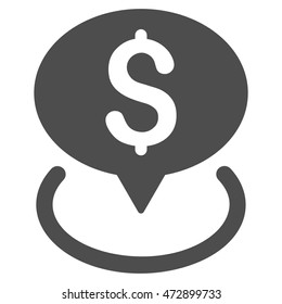 Bank Location icon. Vector style is flat iconic symbol with rounded angles, gray color, white background.