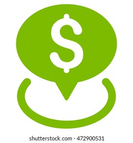 Bank Location icon. Vector style is flat iconic symbol with rounded angles, eco green color, white background.