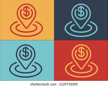 Bank Location Logo Template, Simple Flat Icon of location,bank,icon