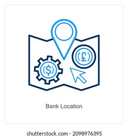 Konzept des Bankplatzes oder des Navigationssymbols