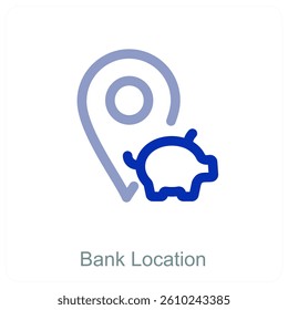 Bank Location and pin icon concept