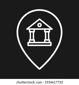 Banco, ubicación, imagen vectorial de icono de pin. También se puede usar para mapas y ubicación. Idóneo para aplicaciones web, aplicaciones móviles y medios impresos.