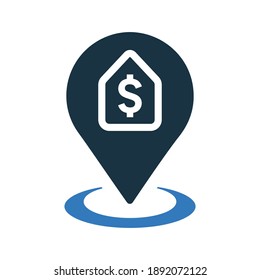 Bank location point icon. Editable vector isolated on a white background.