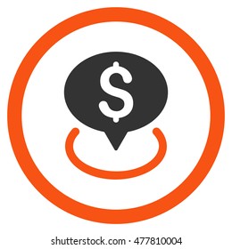 Bank Location rounded icon. Vector illustration style is flat iconic bicolor symbol, orange and gray colors, white background.