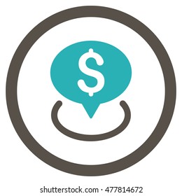 Bank Location rounded icon. Vector illustration style is flat iconic bicolor symbol, grey and cyan colors, white background.