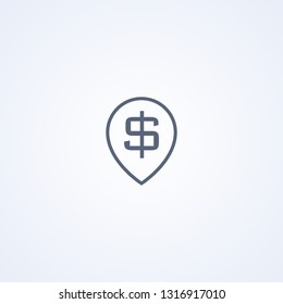 Bank location, vector best gray line icon on white background, EPS 10