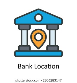 Bank Location vector    Fill outline Icon Design illustration. Location and Map Symbol on White background EPS 10 File