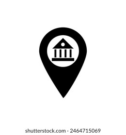 Ilustración de estilo de moda de Vector plano negro de ubicación del banco para Web y App sobre fondo blanco...