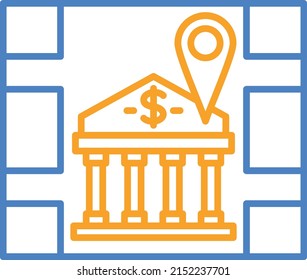 Icono del vector de ubicación del banco. Se puede usar para imprimir, móviles y aplicaciones web.