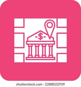 Icono del vector de ubicación del banco. Se puede usar para imprimir, móviles y aplicaciones web.
