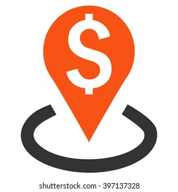 Bank Location vector icon. Style is bicolor flat symbol, orange and gray colors, white background.