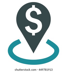 Bank Location vector icon. Style is bicolor flat symbol, soft blue colors, white background.