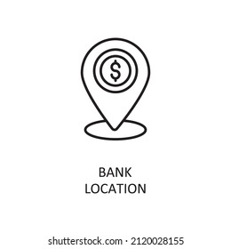 Bank Location Vector Outline Icon Design illustration. Banking and Payment Symbol on White background EPS 10 File