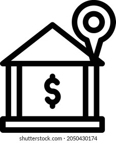 bank location vector thin line icon
