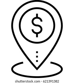 Bank Locator Vector Icon 