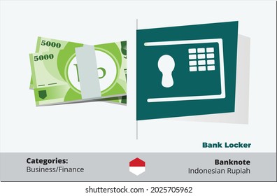 Bank Locker 5000 Indonesian Rupiah  vector. Indonesia business, payment and finance element. Can be used for web, mobile, infographic, and print.