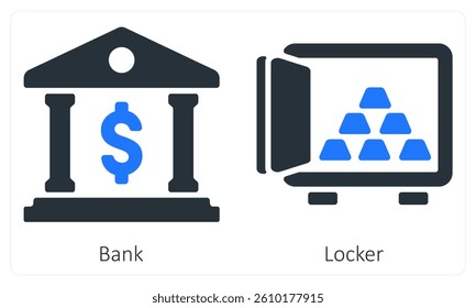 Bank and Locker icon concept