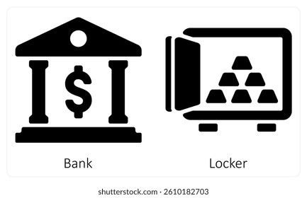 Bank and Locker icon concept