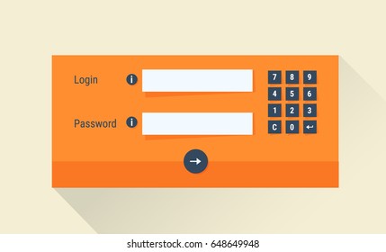 Bank login form. Access management. Software authentication. Authorization permission security concept