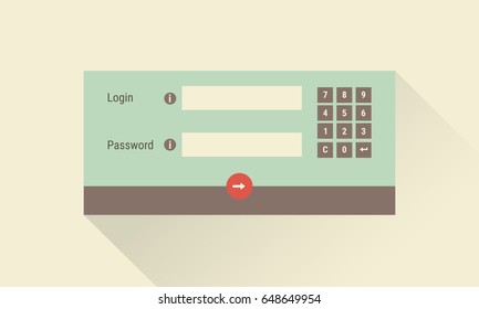 Bank login form. Access management. Software authentication. Authorization permission security concept