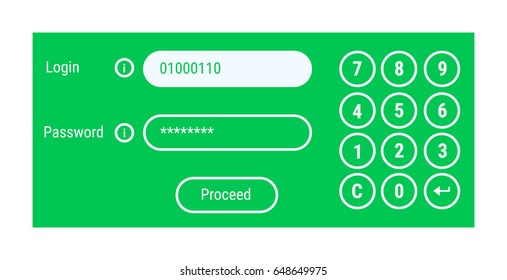 Bank login form. Access management. Software authentication. Authorization permission security concept