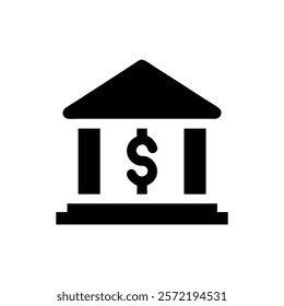 Bank logo Icon, Financial operations and transactions. Credit and deposit. Money and economy. Silhouette symbol on white space. Vector isolated illustration