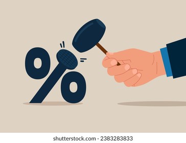 Bank with long time zero percent interest rate until economic recover. Using sledgehammer to nailed percentage sign to the floor. 