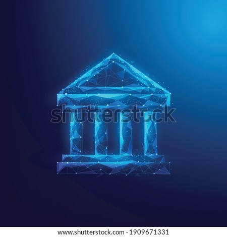 bank low poly wireframe on blue dark background. save money concept. Finance and investment. vector illustration in flat style modern design.