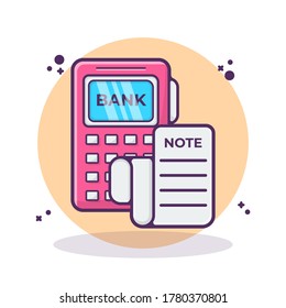 Bank Machine with Card Vector Illustration. Set transfer, earning, online, payment, loan, income, economy, and financial. Flat Cartoon Style Suitable for Sticker, Wallpaper, Icon, etc.