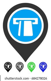 Bank Machine Pointer flat vector illustration. Bank Machine Pointer icon with gray, black, blue, green color versions.