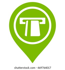 Bank Machine Pointer icon. Vector style is flat iconic symbol with rounded angles, eco green color, white background.