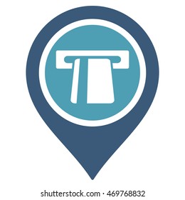 Bank Machine Pointer icon. Vector style is bicolor flat iconic symbol with rounded angles, cyan and blue colors, white background.