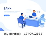 Bank manager and client. Flat isometric vector illustration isolated on white background. 