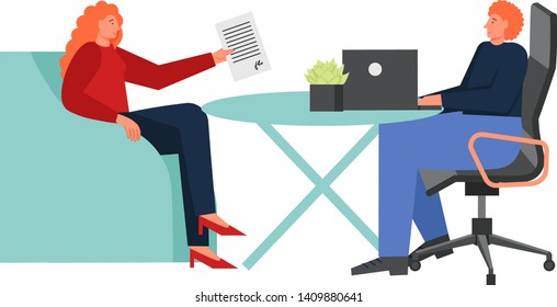 Bank manager consultation, vector flat isolated illustration