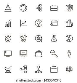 Juego de iconos de línea del administrador bancario. Colección de logotipo de esquema negro de alta calidad para diseño de sitios web y aplicaciones móviles. Ilustración del vector en un fondo blanco