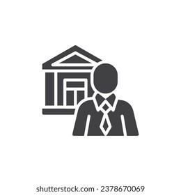 Bank manager vector icon. filled flat sign for mobile concept and web design. Bank teller person glyph icon. Symbol, logo illustration. Vector graphics