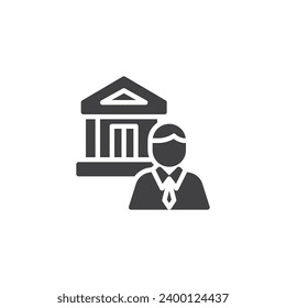 Bankmanager-Vektorsymbol. volles Flachzeichen für mobiles Konzept und Webdesign. Banker Person glyph Symbol. Symbol, Logo-Abbildung. Vektorgrafik