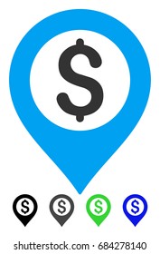 Bank Map Marker flat vector pictograph. Bank Map Marker icon with gray, black, blue, green color versions.