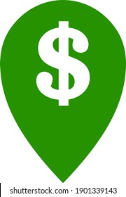 Bank map marker icon with flat style. Isolated vector bank map marker icon illustrations, simple style.