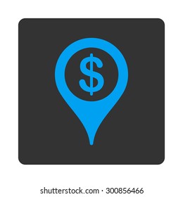 Bank map marker icon. Vector style is white and gray colors, flat rounded square button on a white background.