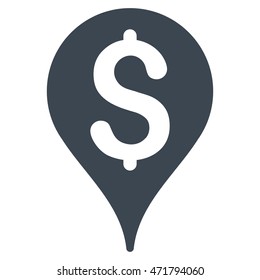 Bank Map Marker icon. Vector style is flat iconic symbol with rounded angles, smooth blue color, white background.