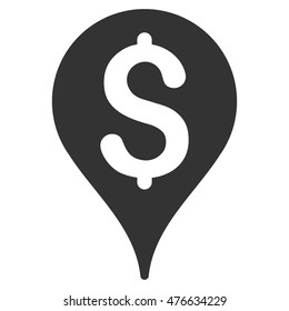 Bank Map Marker icon. Vector style is flat iconic symbol with rounded angles, gray color, white background.