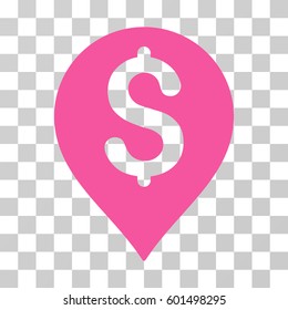 Bank Map Marker icon. Vector illustration style is flat iconic symbol, pink color, transparent background. Designed for web and software interfaces.