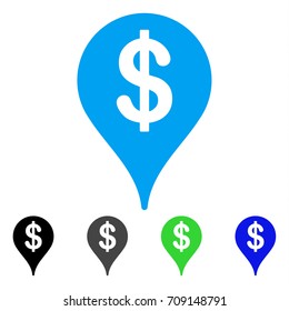 Bank Map Marker vector pictograph. Style is a flat graphic symbol in black, grey, blue, green color variants. Designed for web and mobile apps.